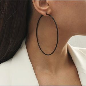Last pair! Matte black oversized hoop earrings